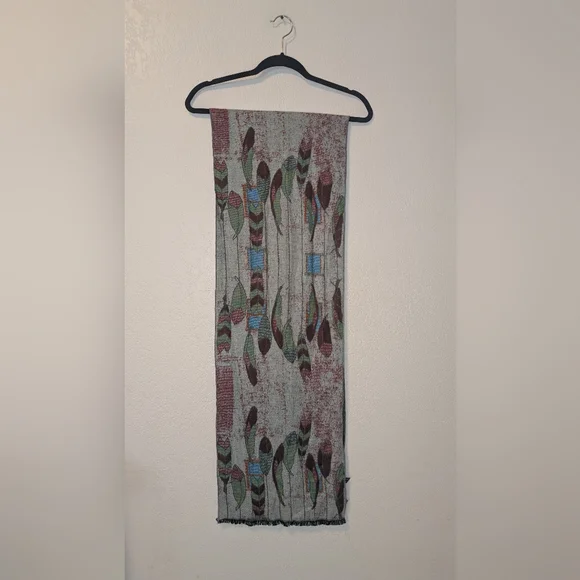Rapti 100% Cashmere Feather Print Neck Scarf - Picture 2 of 7